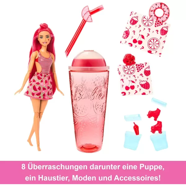 imageBarbie Pop Reveal Doll ampamp Accessories Fruit Punch Scent with Blue Hair 8 Surprises Include Slime Color Change ampamp PuppyWatermelon