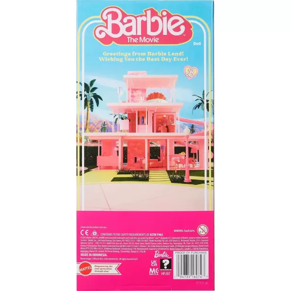 imageBarbie The Movie Ken Doll Collectible Wearing Pastel Pink ampamp Green Striped Beach Matching Set with Surfboard ampamp White Sneakers