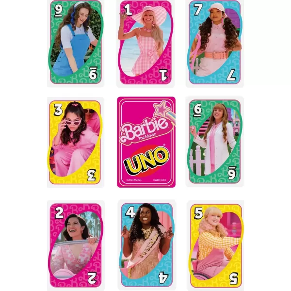 imageMattel Games UNO Barbie The Movie Card Game for Kids ampamp Adults Featuring Characters from The Movie ampamp Special Rule 2 to 10 Players