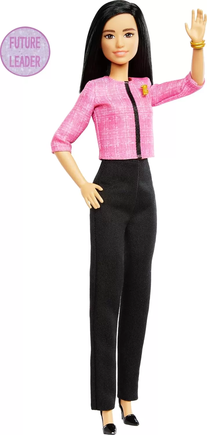 imageBarbie Careers Doll ampamp Accessories Future Leader with Black Hair Wearing Outfit with 2 Golden Bracelets ampamp B Pin Includes Sticker for Kids