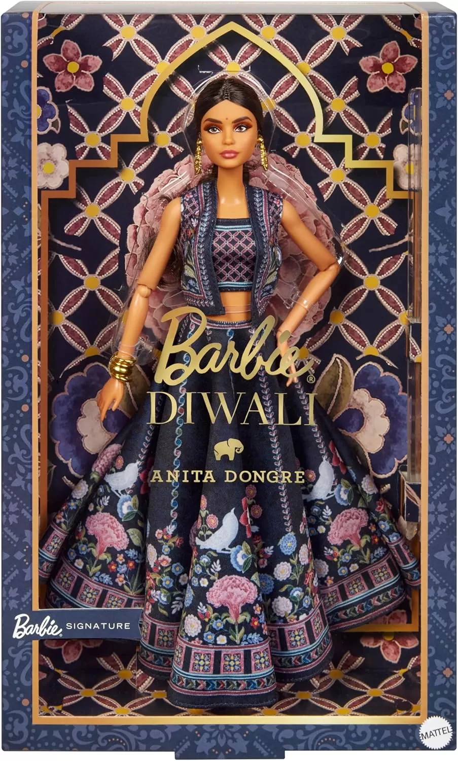 imageBarbie Diwali Doll by Anita Dongre Wearing Festival of Lights Look Holiday Collectible with Doll Stand ampamp Certificate of Authenticity