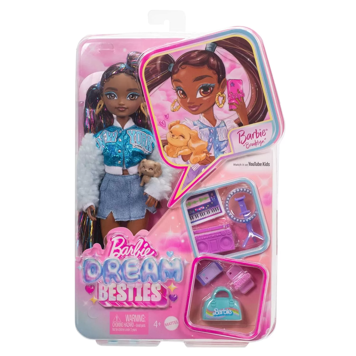 imageBarbie Dream Besties Doll ampamp Accessories Playset Brooklyn Posable Fashion Doll with Long Black Hair 9 MusicThemed PiecesBrooklyn