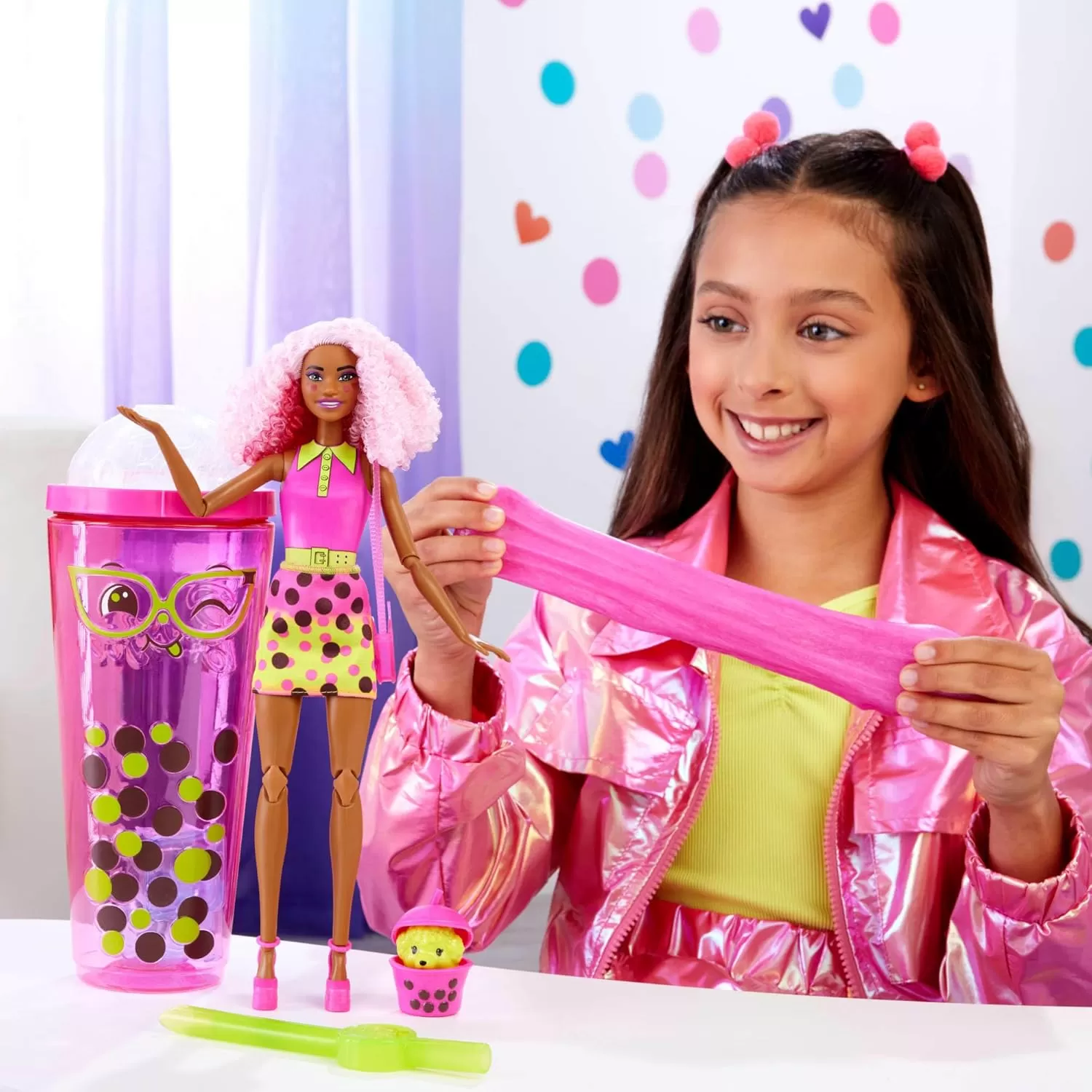imageBarbie Pop Reveal Bubble Tea Series Doll ampamp Accessories with Fashion Doll ampamp Pet 8 Surprises Include Color Change Cup with Storage Styles May VaryBerry Bliss