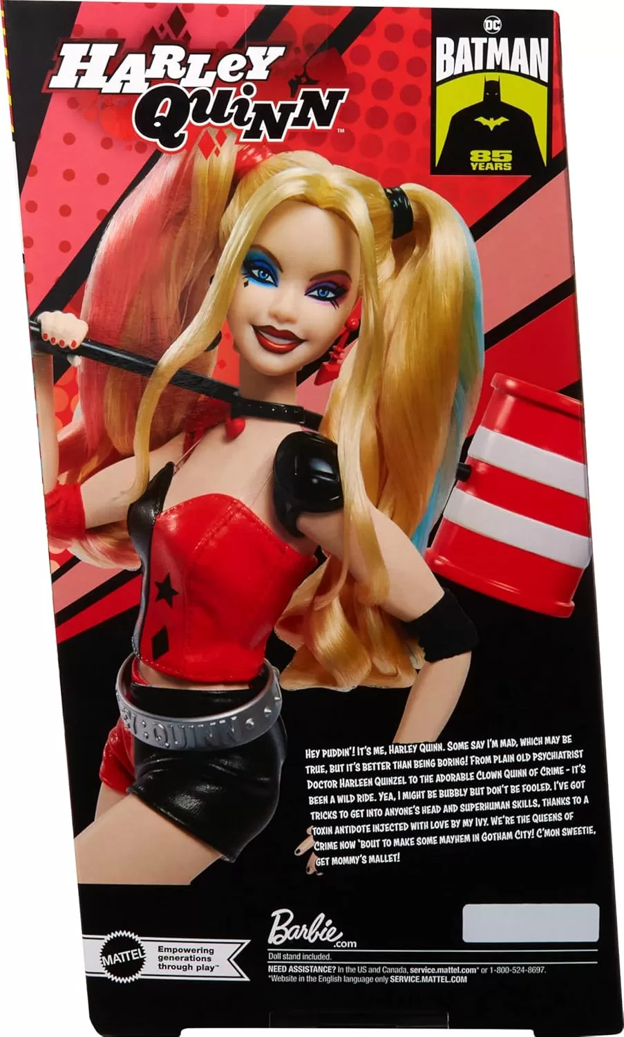 imageBarbie Signature Harley Quinn Collector Doll with Posable Body Iconic Outfit and Mallet Accessory DC Batman 85th Anniversary Collectible