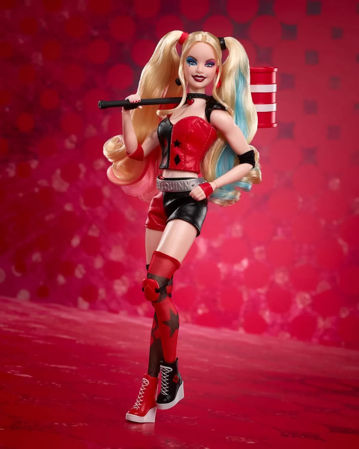 imageBarbie Signature Harley Quinn Collector Doll with Posable Body Iconic Outfit and Mallet Accessory DC Batman 85th Anniversary Collectible