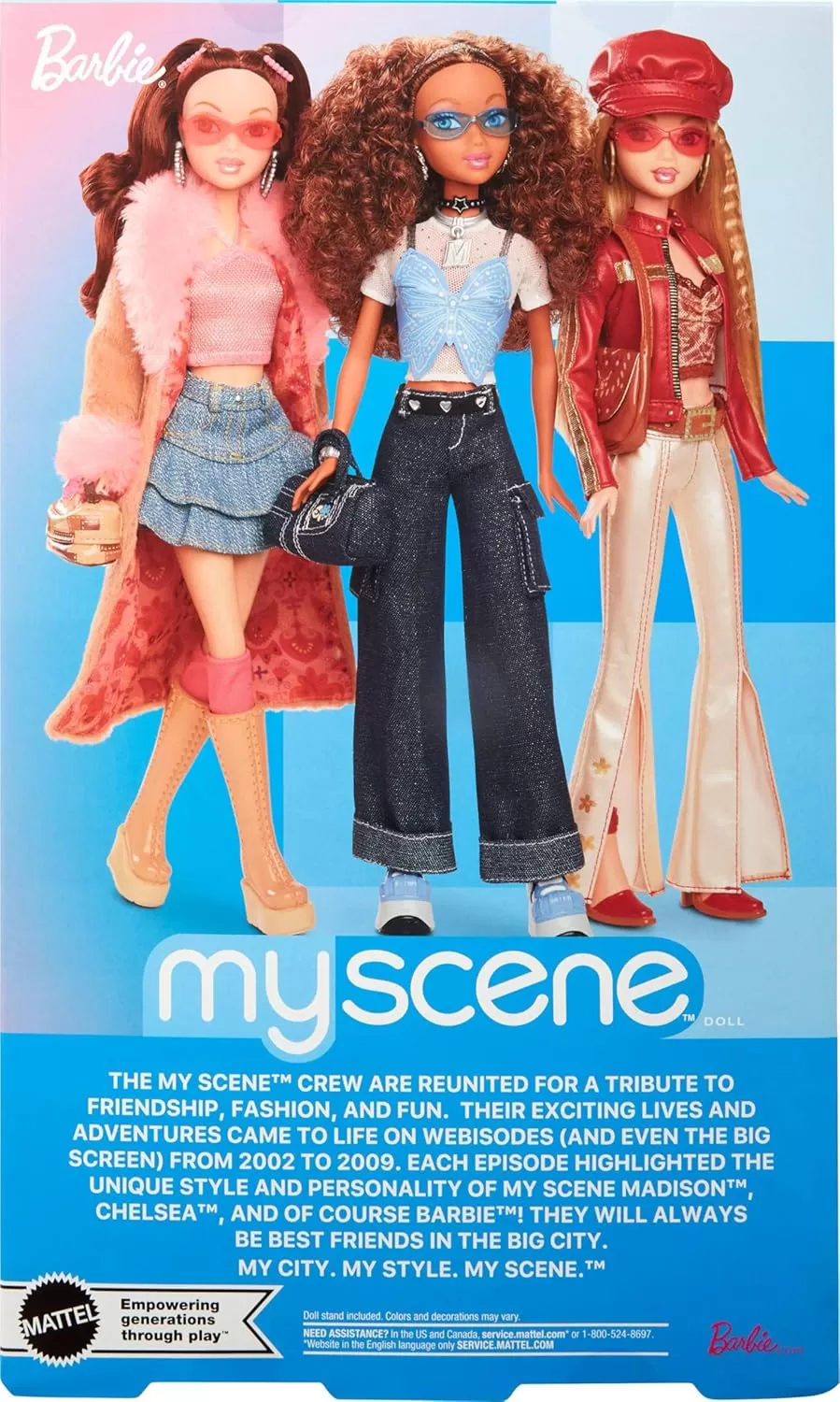 imageBarbie Signature My Scene Madison Doll and Accessories Y2KInspired Outfit with Butterfly Top Cargo Jeans Denim Bag and Doll Stand