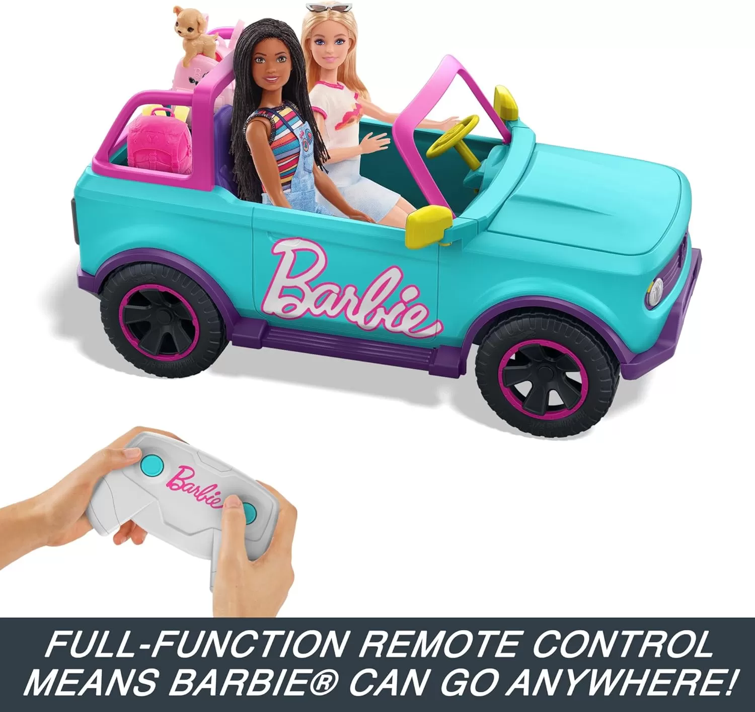 imageHot Wheels Barbie RC SUV RemoteControl Pink Vehicle That Fits 2 Fashion Dolls ampamp Accessories Includes KidApplied Stickers for Customization