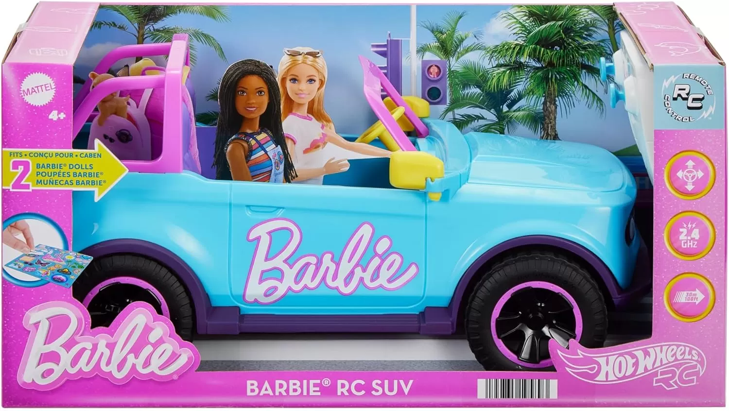 imageHot Wheels Barbie RC SUV RemoteControl Pink Vehicle That Fits 2 Fashion Dolls ampamp Accessories Includes KidApplied Stickers for Customization