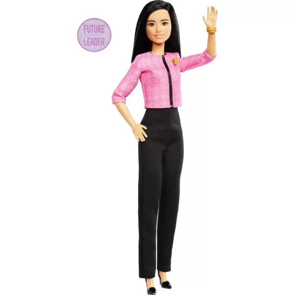 imageBarbie Careers Doll ampamp Accessories Future Leader with Black Hair Wearing Outfit with 2 Golden Bracelets ampamp B Pin Includes Sticker for Kids