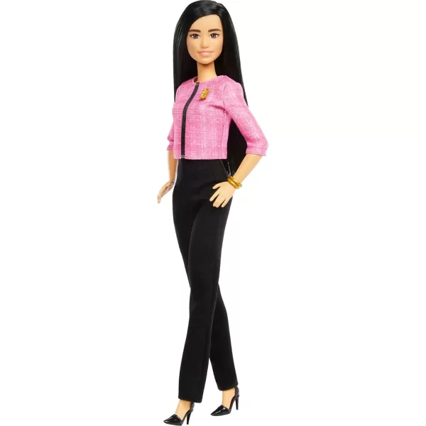 imageBarbie Careers Doll ampamp Accessories Future Leader with Black Hair Wearing Outfit with 2 Golden Bracelets ampamp B Pin Includes Sticker for Kids