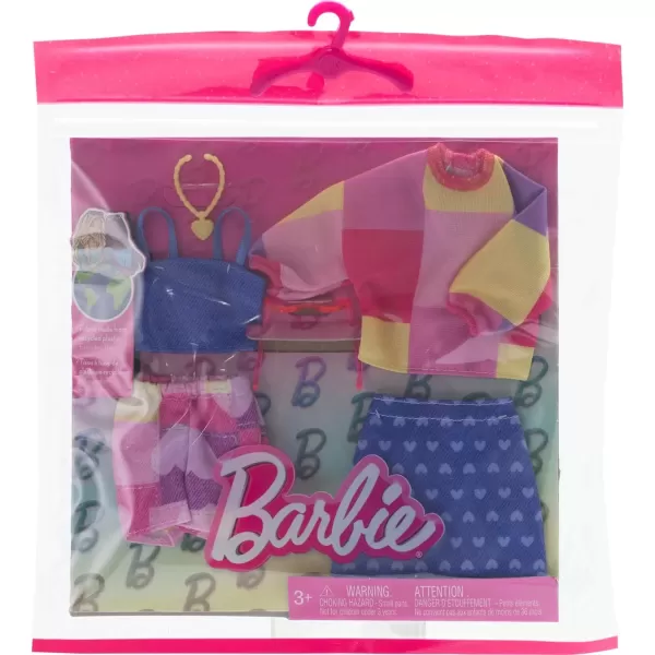 imageBarbie Fashions 2Pack Clothing Set 2 Outfits Doll Include Pink ampamp Blue Inspired Skirt Shorts 2 Tops ampamp 2 Accessories