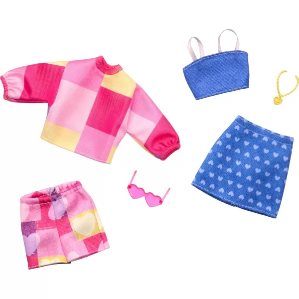 imageBarbie Fashions 2Pack Clothing Set 2 Outfits Doll Include Pink ampamp Blue Inspired Skirt Shorts 2 Tops ampamp 2 Accessories