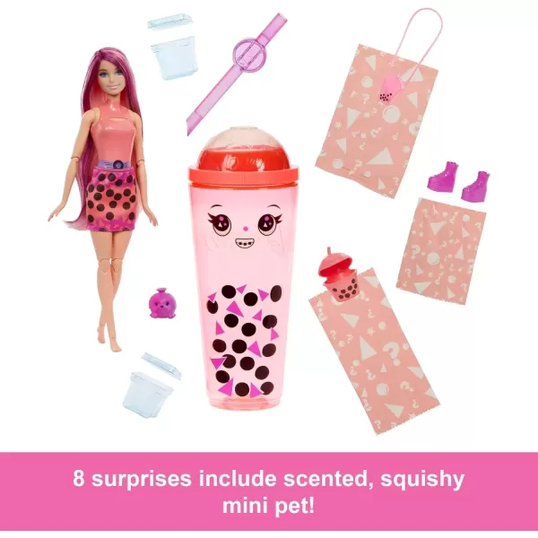 imageBarbie Pop Reveal Bubble Tea Series Doll ampamp Accessories with Fashion Doll ampamp Pet 8 Surprises Include Color Change Cup with Storage Styles May VaryMango Mochi