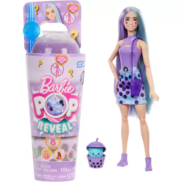 imageBarbie Pop Reveal Bubble Tea Series Doll ampamp Accessories with Fashion Doll ampamp Pet 8 Surprises Include Color Change Cup with Storage Styles May VaryTaro Milk