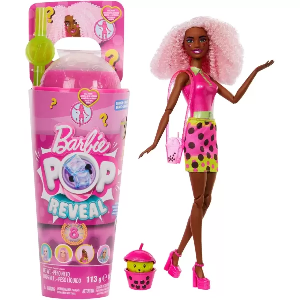 imageBarbie Pop Reveal Bubble Tea Series Doll ampamp Accessories with Fashion Doll ampamp Pet 8 Surprises Include Color Change Cup with Storage Styles May VaryBerry Bliss