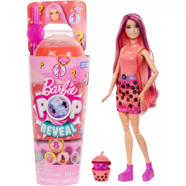 imageBarbie Pop Reveal Bubble Tea Series Doll ampamp Accessories with Fashion Doll ampamp Pet 8 Surprises Include Color Change Cup with Storage Styles May VaryMango Mochi