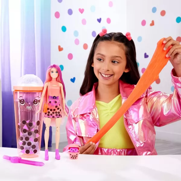 imageBarbie Pop Reveal Bubble Tea Series Doll ampamp Accessories with Fashion Doll ampamp Pet 8 Surprises Include Color Change Cup with Storage Styles May VaryMango Mochi