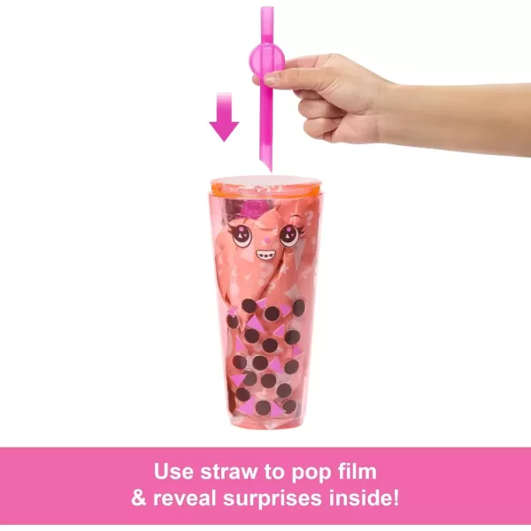 imageBarbie Pop Reveal Bubble Tea Series Doll ampamp Accessories with Fashion Doll ampamp Pet 8 Surprises Include Color Change Cup with Storage Styles May VaryMango Mochi