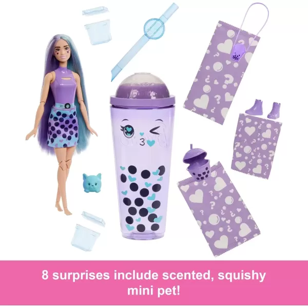 imageBarbie Pop Reveal Bubble Tea Series Doll ampamp Accessories with Fashion Doll ampamp Pet 8 Surprises Include Color Change Cup with Storage Styles May VaryTaro Milk