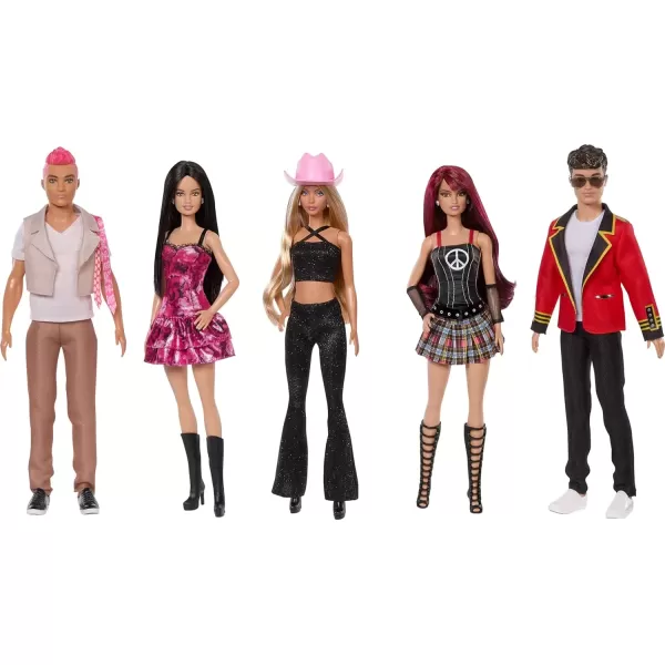 imageBarbie RBD Set of 5 Fashion Dolls with Roberta Mia Lupita Diego ampamp Giovanni in Removable Concert Looks Band CollectibleMulticolor