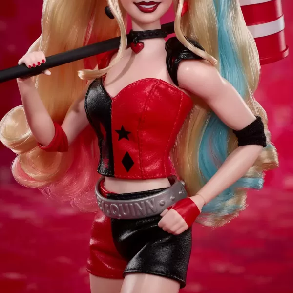 imageBarbie Signature Harley Quinn Collector Doll with Posable Body Iconic Outfit and Mallet Accessory DC Batman 85th Anniversary Collectible