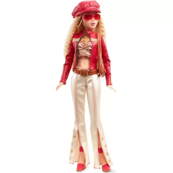 imageBarbie Signature My Scene Doll and Accessories in Y2KInspired Outfit with Pleather Jacket Flare Pants Saddle Bag and Doll Stand