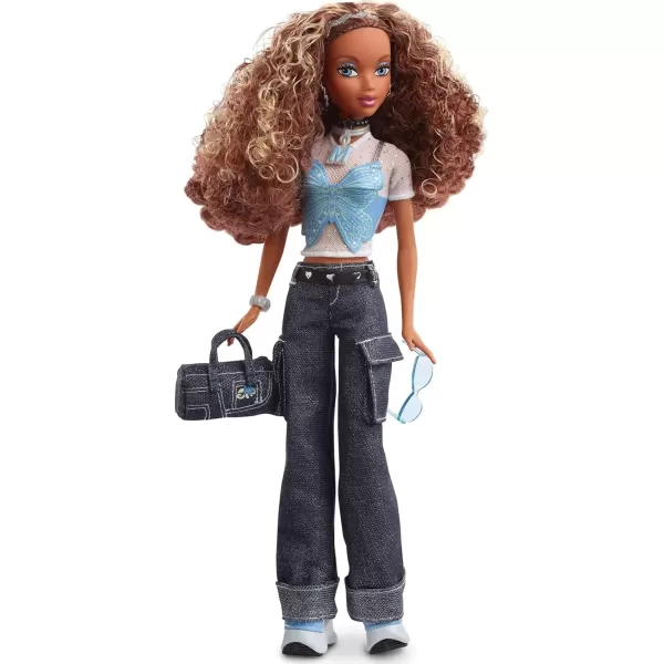 imageBarbie Signature My Scene Madison Doll and Accessories Y2KInspired Outfit with Butterfly Top Cargo Jeans Denim Bag and Doll Stand
