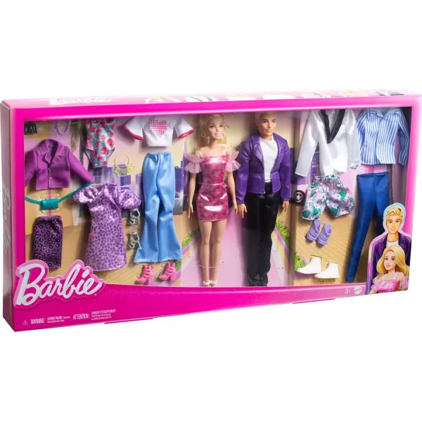 imageBarbie ampamp Ken Doll Set with 2 Fashion Dolls Clothes ampamp Accessories Includes Dresses Tees Pants Swimsuits ampamp More