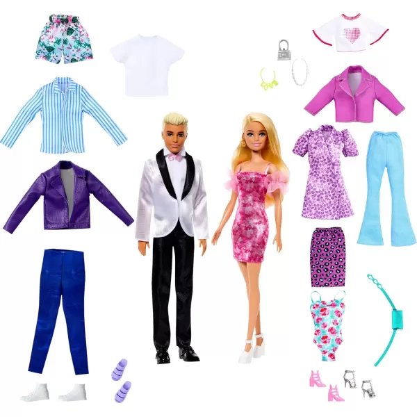 imageBarbie ampamp Ken Doll Set with 2 Fashion Dolls Clothes ampamp Accessories Includes Dresses Tees Pants Swimsuits ampamp More