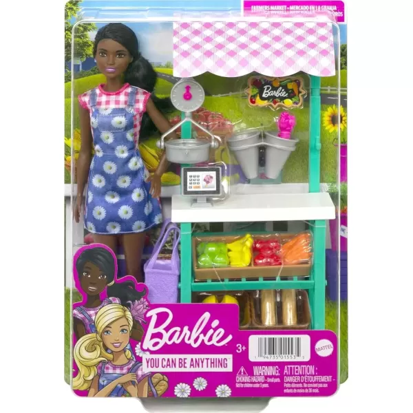 imageBarbie Careers Doll ampamp Playset Farmers Market Theme with Brunette Fashion Doll Furniture ampamp AccessoriesMulticolor