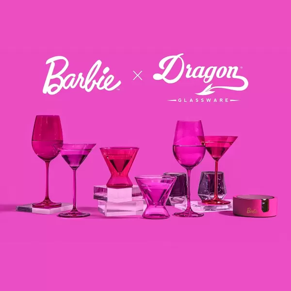 imageBarbie x Dragon Glassware Crystal Coasters  Pink Crystal Glass Coasters for Drinks Set of 4  Barware for Coffee Table  Diamond Coaster Set with HolderBarbie