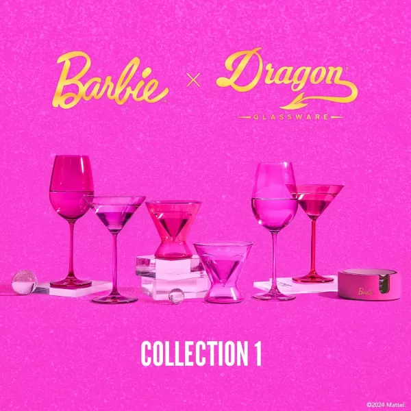 imageDragon Glassware x Barbie Gold Wine Glasses  175 oz White Wine ampamp Red Wine Glasses Set of 2  Gold with Pink Crystal Wine Glass Set  Dreamhouse Collection  As Seen in Barbie The Moviepink magenta