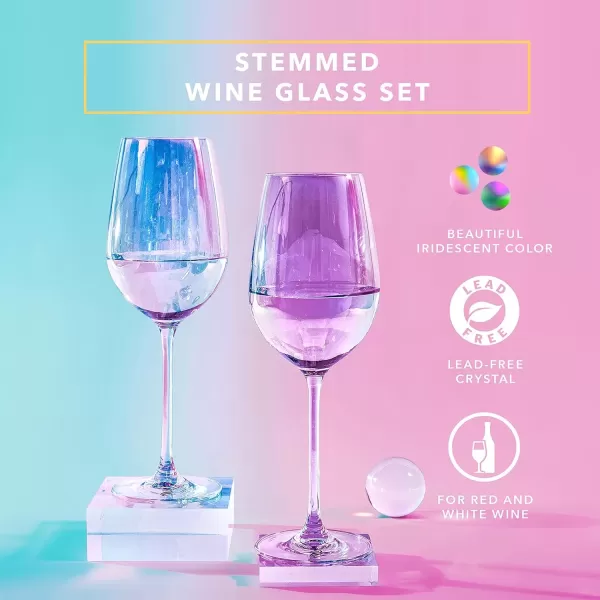 imageDragon Glassware x Barbie Gold Wine Glasses  175 oz White Wine ampamp Red Wine Glasses Set of 2  Gold with Pink Crystal Wine Glass Set  Dreamhouse Collection  As Seen in Barbie The MovieIridescent