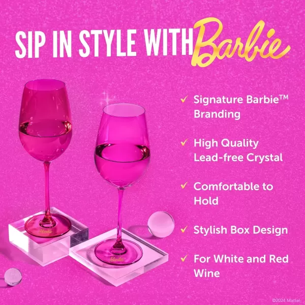 imageDragon Glassware x Barbie Gold Wine Glasses  175 oz White Wine ampamp Red Wine Glasses Set of 2  Gold with Pink Crystal Wine Glass Set  Dreamhouse Collection  As Seen in Barbie The Moviepink magenta