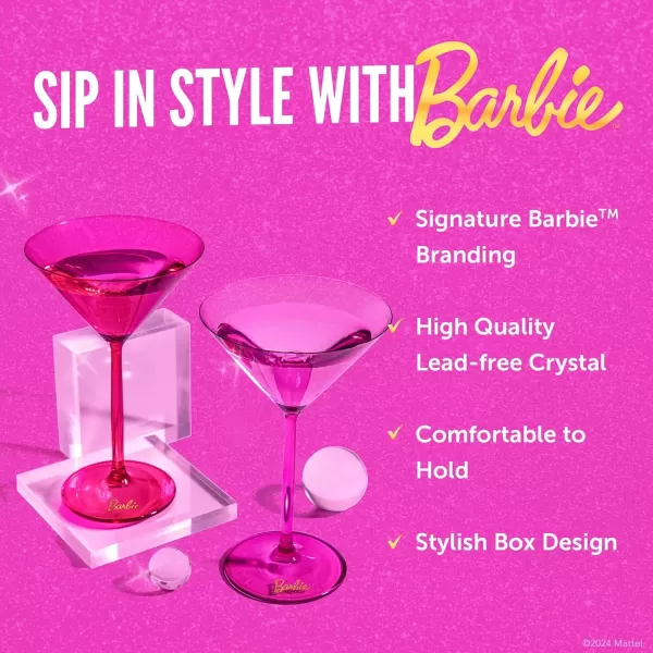 imageDragon Glassware x Barbie Martini Glasses  8 oz Pink and Magenta Crystal Martini Glasses Set of 2  As Seen in Barbie The Movie  Large Cosmopolitan and Cocktail BarwareBarbie