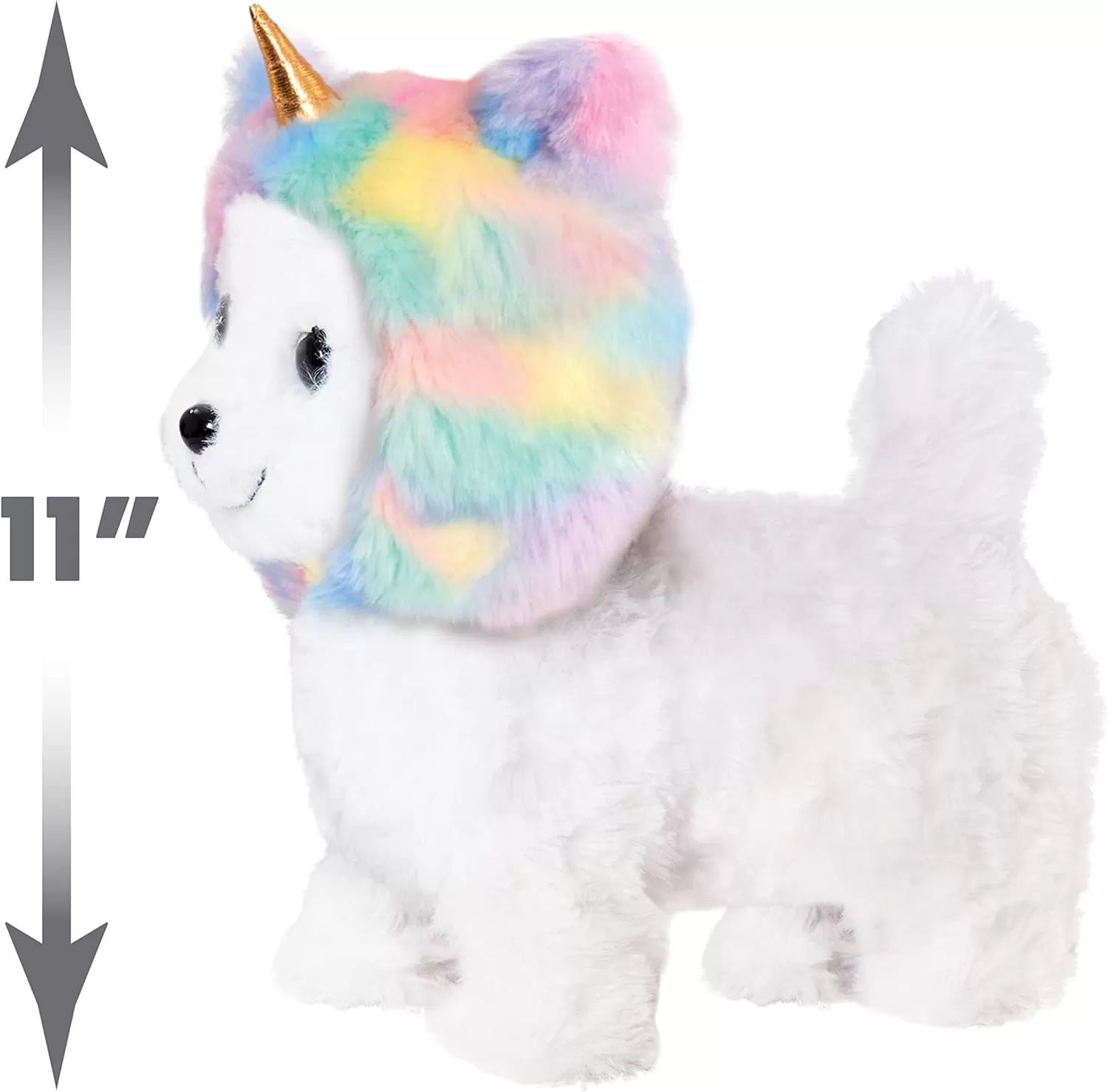 imageBarbie Walking 10inch Puppy with Glittering Eyes and Unicorn Hat Barks and Walks Kids Toys for Ages 3 Up by Just PlayMulticolor