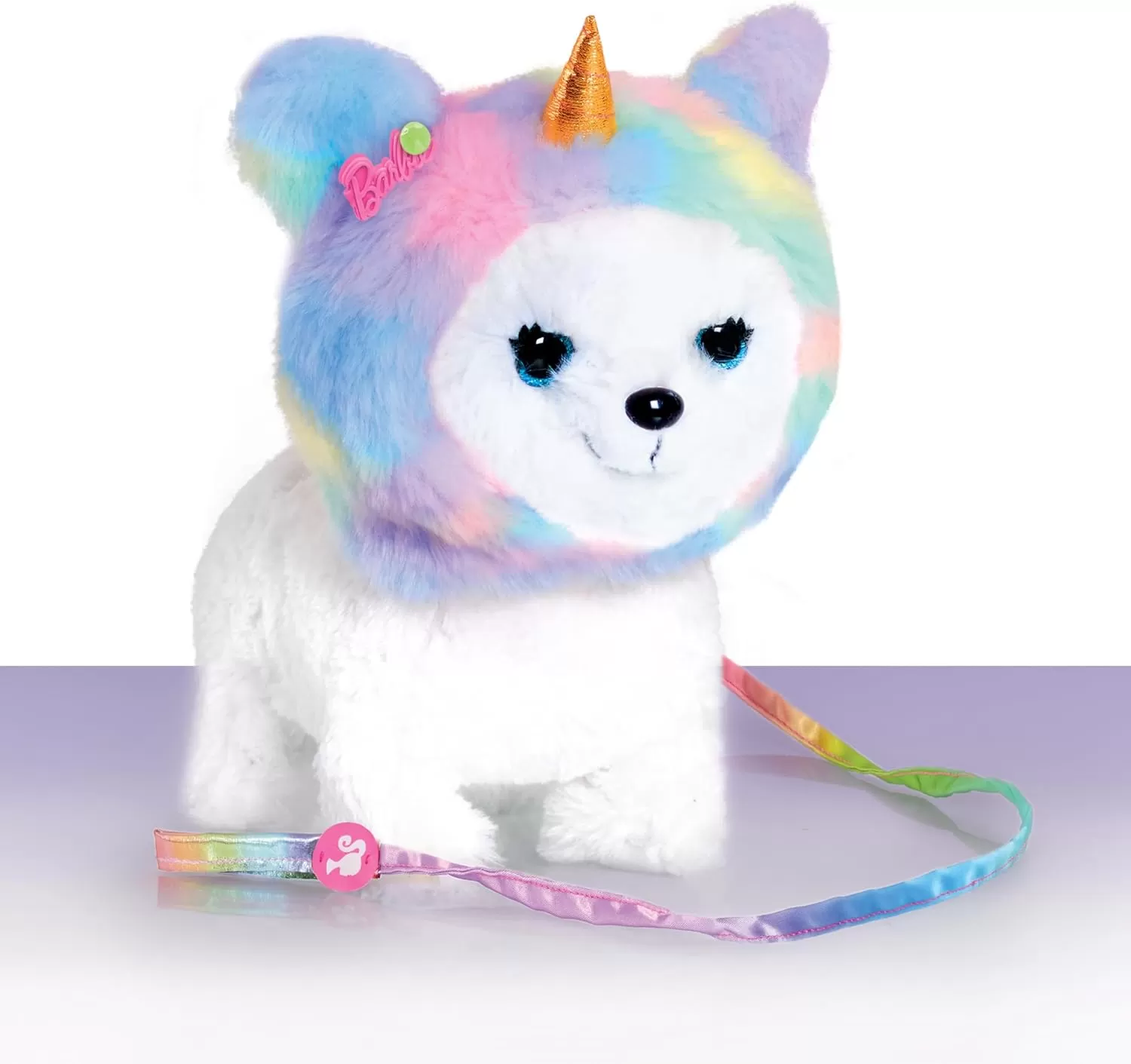 imageBarbie Walking 10inch Puppy with Glittering Eyes and Unicorn Hat Barks and Walks Kids Toys for Ages 3 Up by Just PlayMulticolor