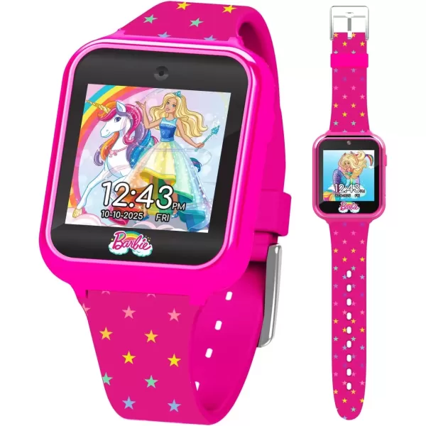 imageAccutime Kids Mattel Barbie Pink Educational Learning Touchscreen Smart Watch Toy for Girls Boys Toddlers  Selfie Cam Learning Games Alarm Calculator Pedometer ampamp More Model BDT4069AZ 40mm