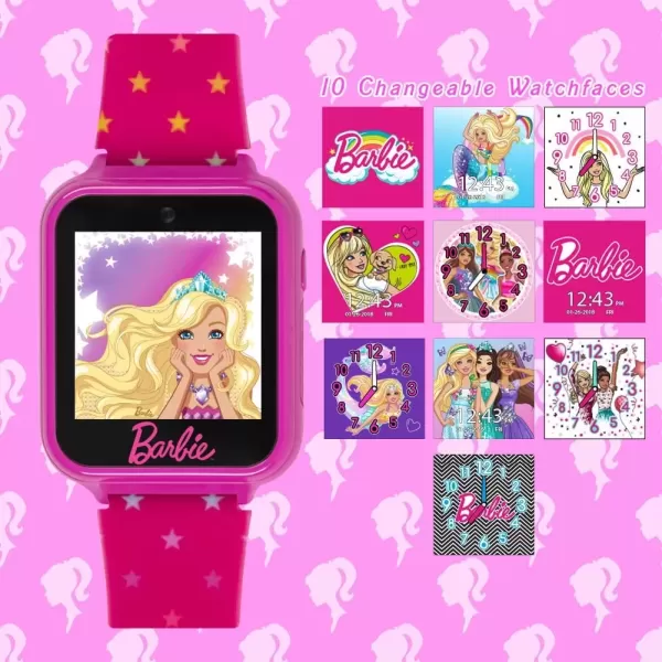 imageAccutime Kids Mattel Barbie Pink Educational Learning Touchscreen Smart Watch Toy for Girls Boys Toddlers  Selfie Cam Learning Games Alarm Calculator Pedometer ampamp More Model BDT4069AZ 40mm