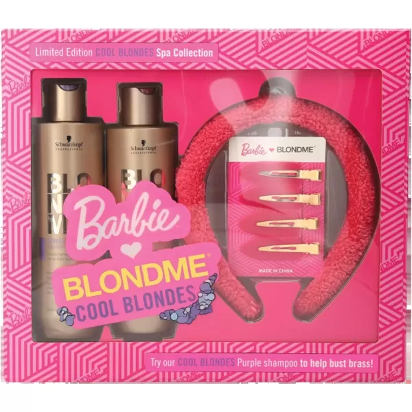 imageBLONDME x BARBIE Home Spa Collection  Cool Blondes with Purple Toning Pigments  Brassiness Corrector for All Blonde Hair Types