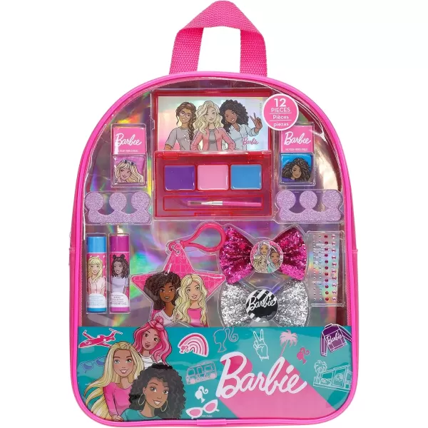 imageBarbie  Townley Girl Backpack Cosmetic Makeup Gift Bag Set 12 Pcs includes Lip Gloss Nail Polish ampamp Hair Accessories for Kids Teen Tween Girls Ages 3 perfect for Parties Sleepovers and Makeovers