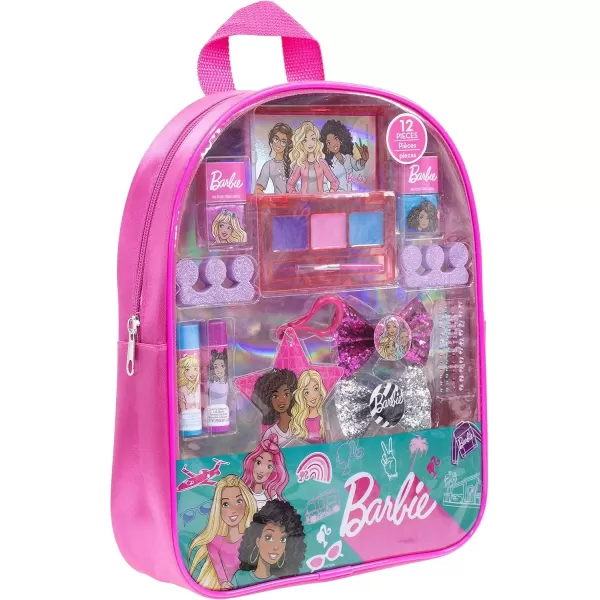 imageBarbie  Townley Girl Backpack Cosmetic Makeup Gift Bag Set 12 Pcs includes Lip Gloss Nail Polish ampamp Hair Accessories for Kids Teen Tween Girls Ages 3 perfect for Parties Sleepovers and Makeovers