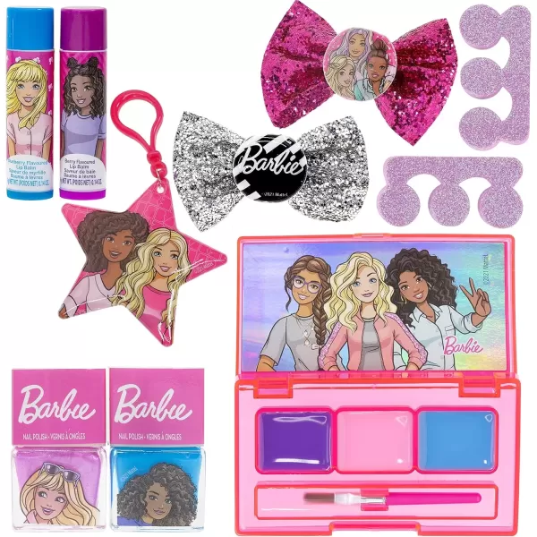 imageBarbie  Townley Girl Backpack Cosmetic Makeup Gift Bag Set 12 Pcs includes Lip Gloss Nail Polish ampamp Hair Accessories for Kids Teen Tween Girls Ages 3 perfect for Parties Sleepovers and Makeovers