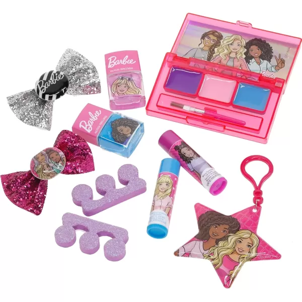 imageBarbie  Townley Girl Backpack Cosmetic Makeup Gift Bag Set 12 Pcs includes Lip Gloss Nail Polish ampamp Hair Accessories for Kids Teen Tween Girls Ages 3 perfect for Parties Sleepovers and Makeovers