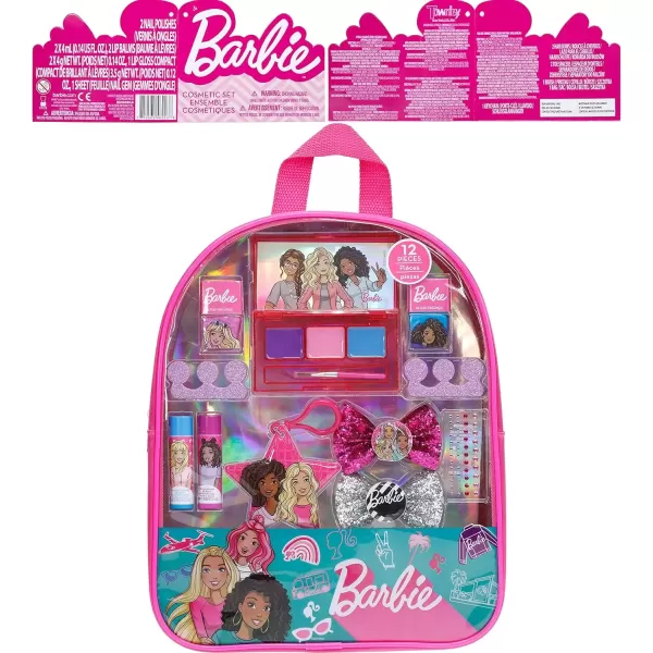 imageBarbie  Townley Girl Backpack Cosmetic Makeup Gift Bag Set 12 Pcs includes Lip Gloss Nail Polish ampamp Hair Accessories for Kids Teen Tween Girls Ages 3 perfect for Parties Sleepovers and Makeovers