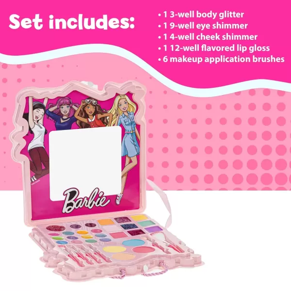 imageBarbie  Townley Girl Soft Case Vanity Set Includes Lip Gloss Face Shimmer Body Glitter Cheek Shimmer ampamp Accessories Ages 3 perfect for Parties Sleepovers ampamp MakeoversBarbie