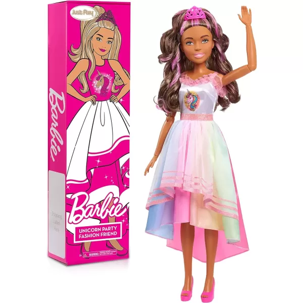 imageBarbie 28inch Best Fashion Friend Unicorn Party Doll and Accessories Brown and Pink Hair Kids Toys for Ages 3 Up Amazon Exclusive by Just PlayBrown Hair