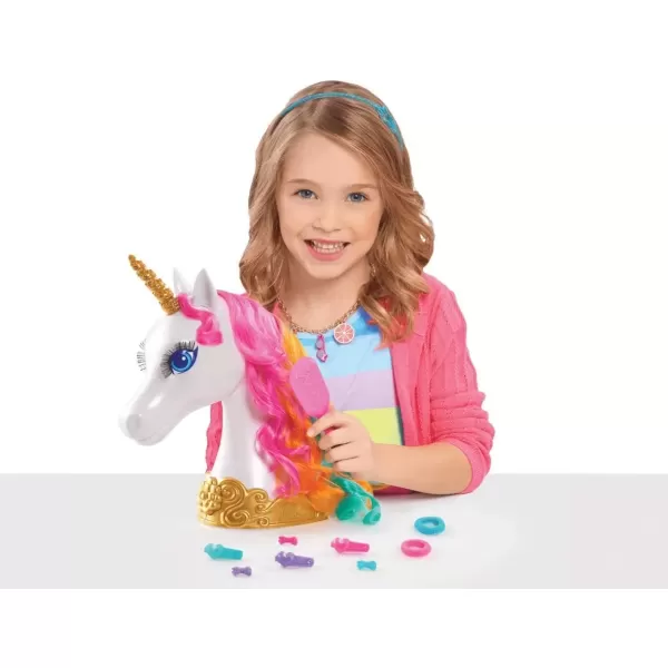 imageBarbie Dreamtopia 12inch Unicorn Styling Head with Accessories 10pieces Rainbow Hair Kids Toys for Ages 3 Up by Just Play1 Count Pack of 1