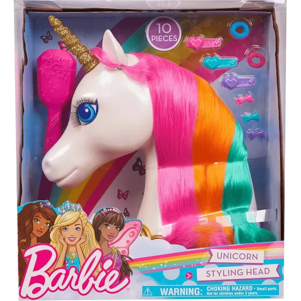 imageBarbie Dreamtopia 12inch Unicorn Styling Head with Accessories 10pieces Rainbow Hair Kids Toys for Ages 3 Up by Just Play1 Count Pack of 4