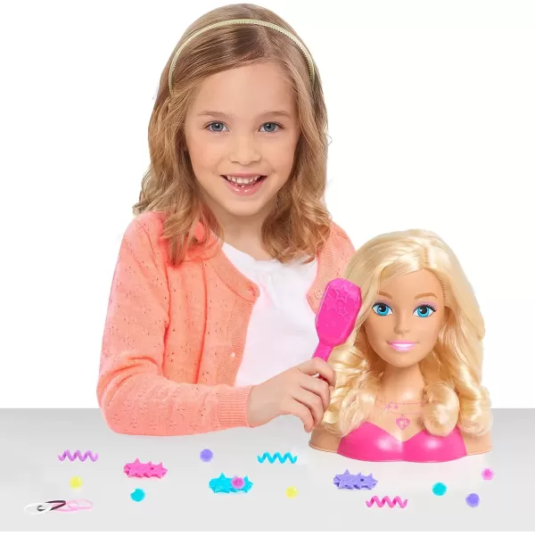 imageBarbie Fashionistas 8Inch Styling Head Blonde 20 Pieces Include Styling Accessories Hair Styling for Kids Kids Toys for Ages 3 Up by Just Play